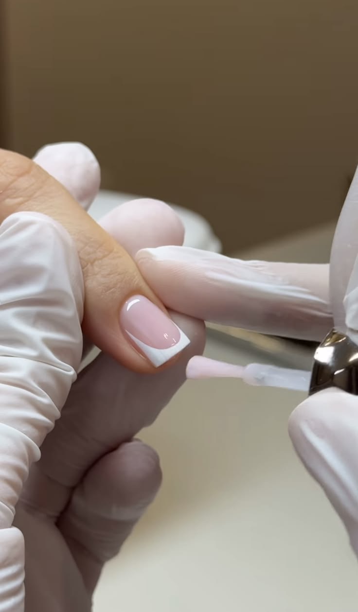 Gel manicure with French tips at Blume Nail Bar, nail salon near Fairview Park, OH 44126